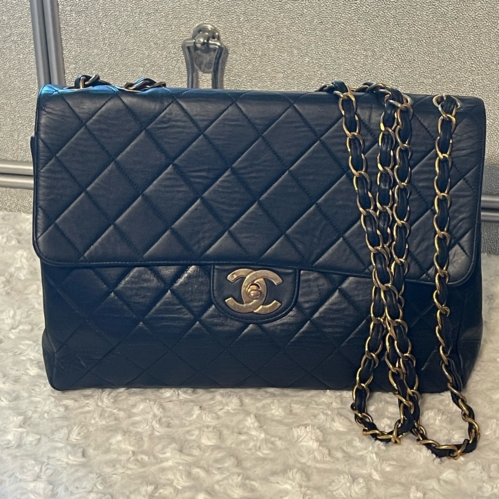 Chanel Black Quilted Leather Chain Bag